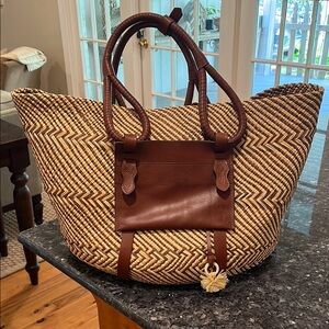 Johanna Ortiz Brown and Tan Geometric Tote NEW